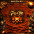 Tee Life Emberline Tee - burnt orange t-shirt with glowing vintage lantern and ember graphic